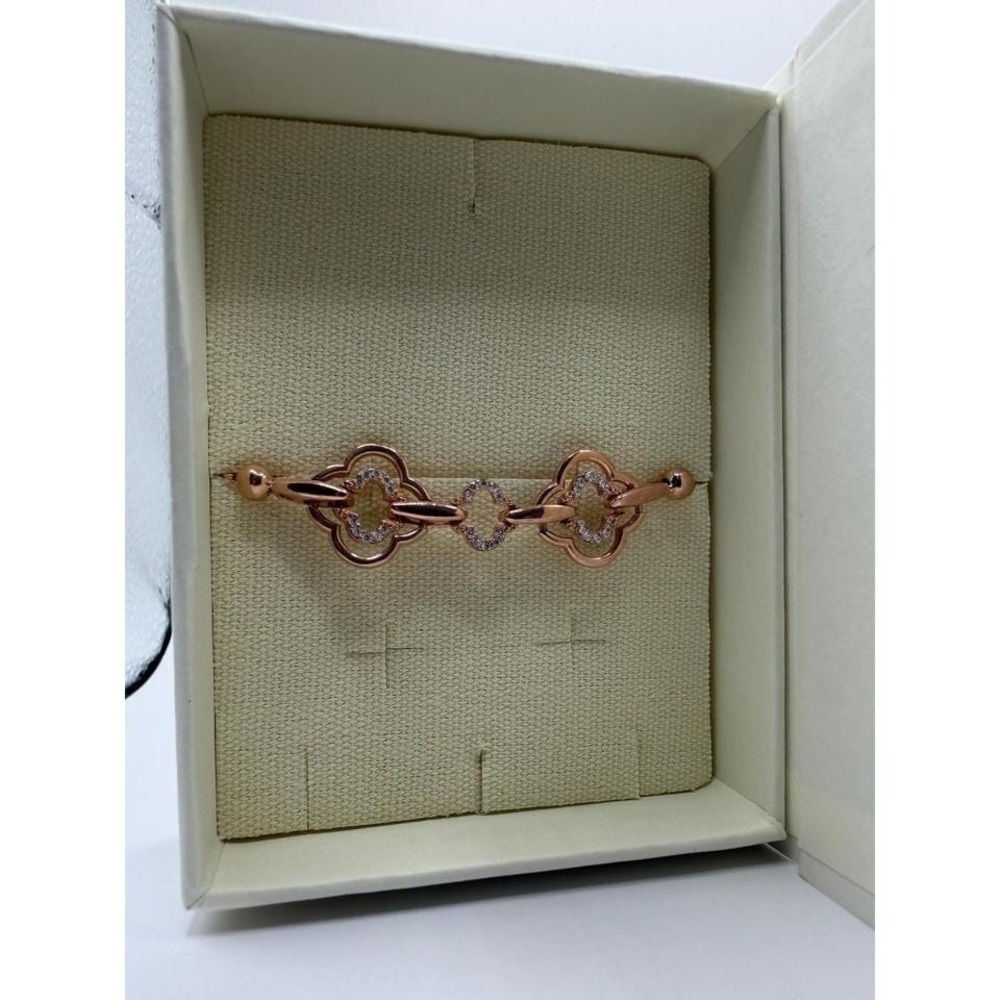 Rose Gold Tone Crystal Clover or Teardrop Link Bracelet Small Wrist